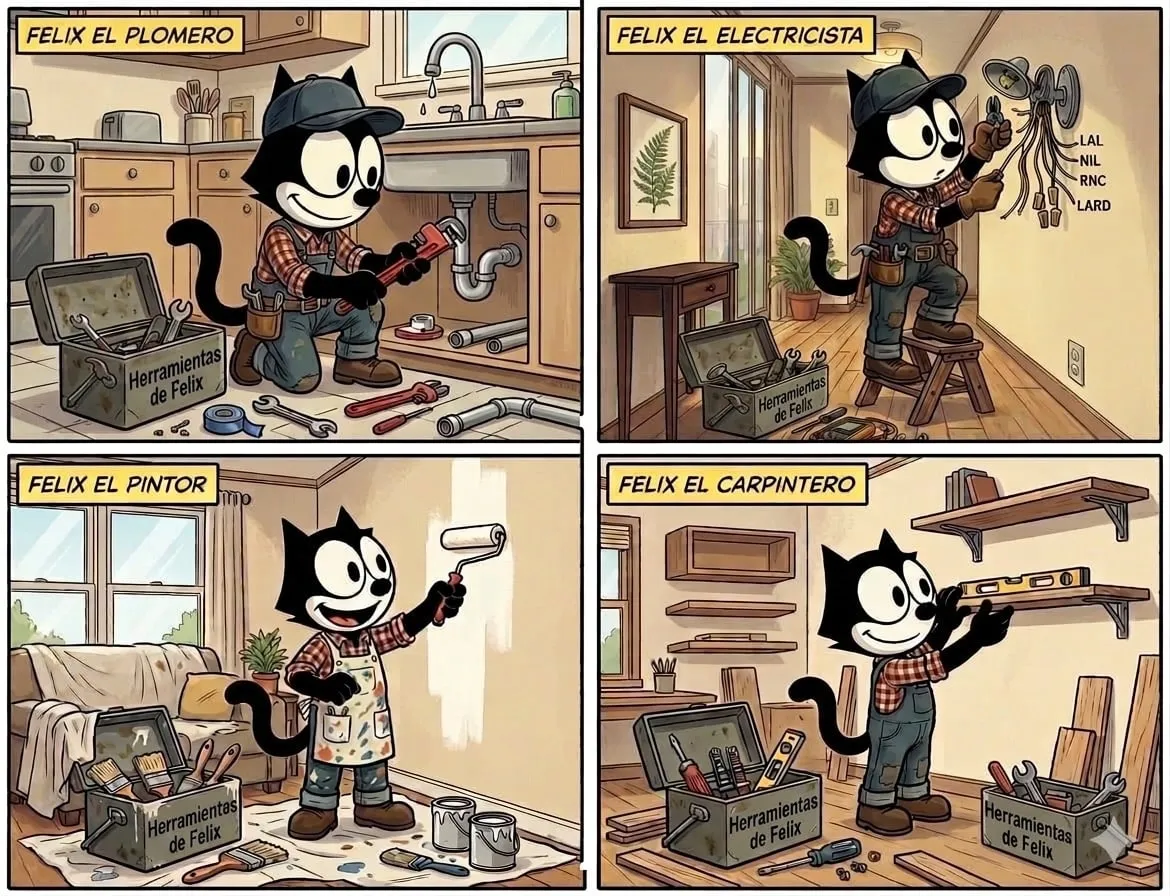 Félix trabajando en casa de un cliente